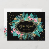 We hebben ons verplaatst | Tropische gouden blader Briefkaart (Voorkant / Achterkant)