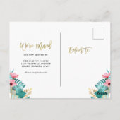 We hebben ons verplaatst | Tropische gouden blader Briefkaart (Achterkant)