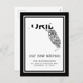 We hebben ons verplaatst | Typografie van Florida Feestdagenkaart (Voorkant / Achterkant)
