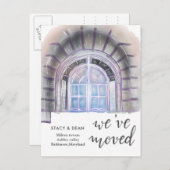 We hebben ons verplaatst | Venster Waterverf | Nie Aankondigingskaart (Voorkant / Achterkant)