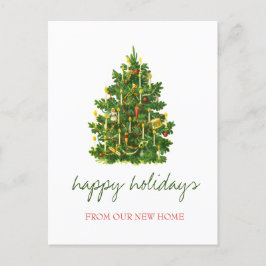 We hebben ons verplaatst, Vintage kerstboomvakanti Aankondigingskaart