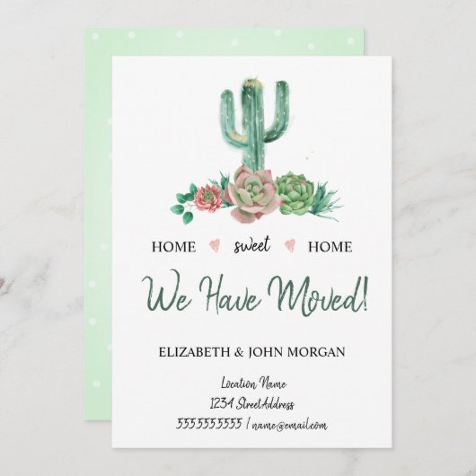 We hebben ons verplaatst, Waterverf bloemen Cactus (Voorkant / Achterkant)