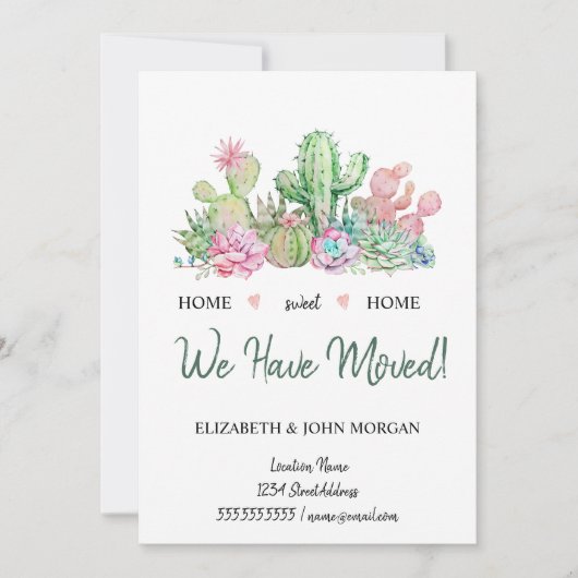 We hebben ons verplaatst, Waterverf bloemen Cactus (Voorkant)