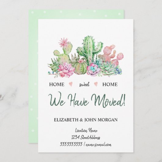 We hebben ons verplaatst, Waterverf bloemen Cactus (Voorkant / Achterkant)