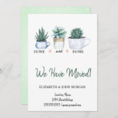 We hebben ons verplaatst, Waterverf bloemen Cactus (Voorkant / Achterkant)