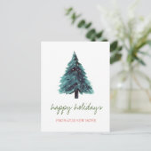 We hebben ons verplaatst, Waterverf kerstboomvakan Aankondigingskaart (Staand voorkant)
