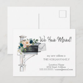 We hebben ons verplaatst, Waterverf Mailbox Blue F Aankondigingskaart