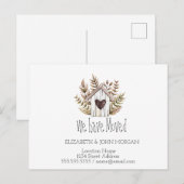 We hebben ons verplaatst, Wooden House, New Addres Aankondigingskaart (Voorkant / Achterkant)