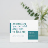 We hebben onze aankondiging verplaatst (Staand voorkant)