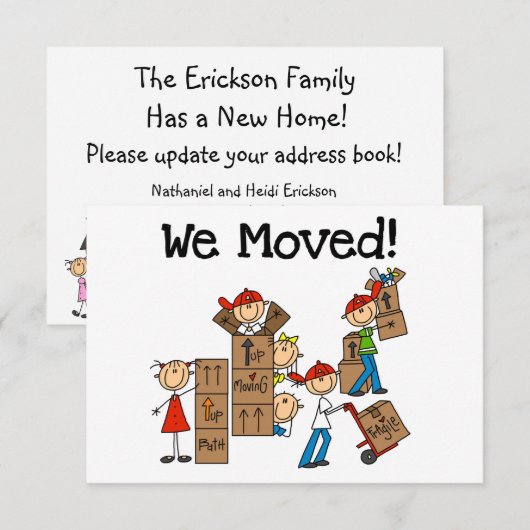 We hebben onze aankondigingskaarten verplaatst aankondiging (Voorkant / Achterkant)