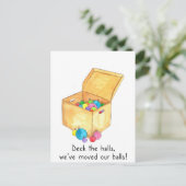 We hebben onze ballen verplaatst. briefkaart (Staand voorkant)