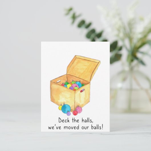 We hebben onze ballen verplaatst. briefkaart (Staand voorkant)