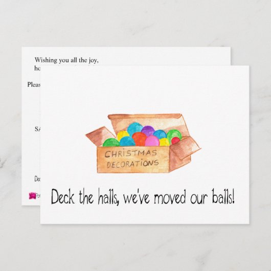 We hebben onze ballen verplaatst. briefkaart (Voorkant / Achterkant)