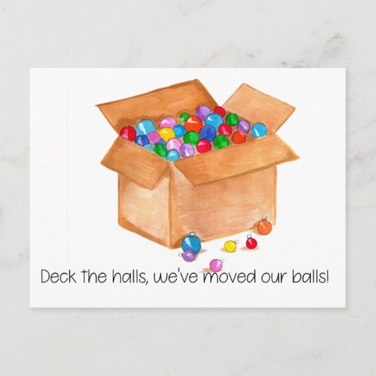 We hebben onze ballen verplaatst. briefkaart (Voorkant)