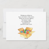 We hebben onze ballen verplaatst. feestdagenkaart (Achterkant)