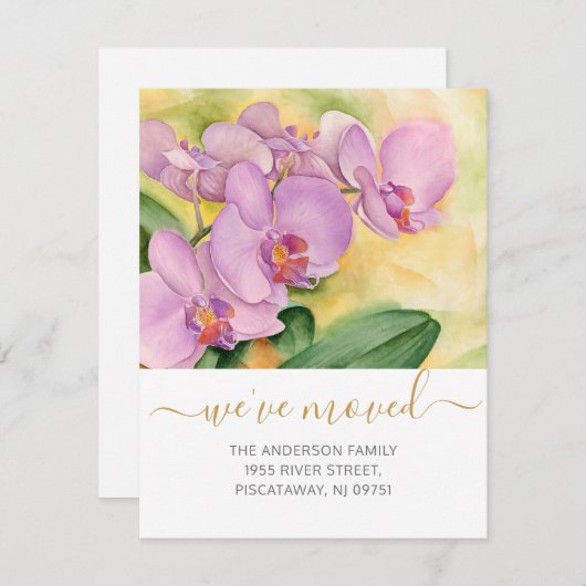 We hebben Orchids Pink Floral Gold Name Script ver Aankondiging (Voorkant / Achterkant)