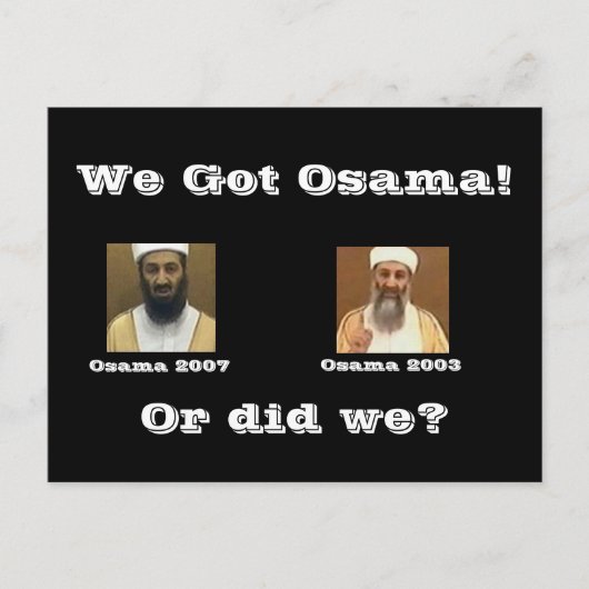 We hebben Osama. Briefkaart (Voorkant)