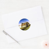 We hebben oude blokhut verplaatst ronde sticker (Envelop)