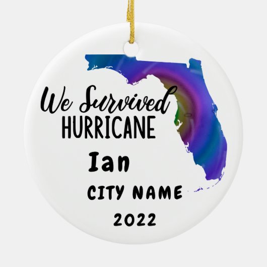 We hebben overleven. Hurrican Ian Custom Florida C Keramisch Ornament (Achterkant)