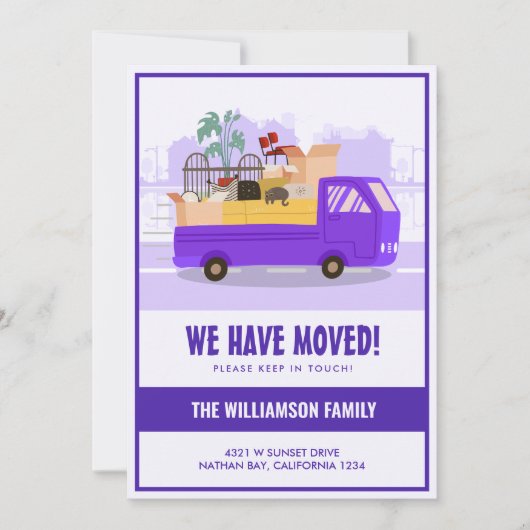 We hebben Paarse vrachtwagen op de weg verplaatsen Aankondiging (Voorkant)