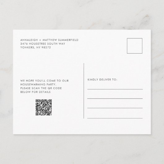 We hebben Palm Trees QR Code Housewarming Moving Aankondigingskaart (Achterkant)