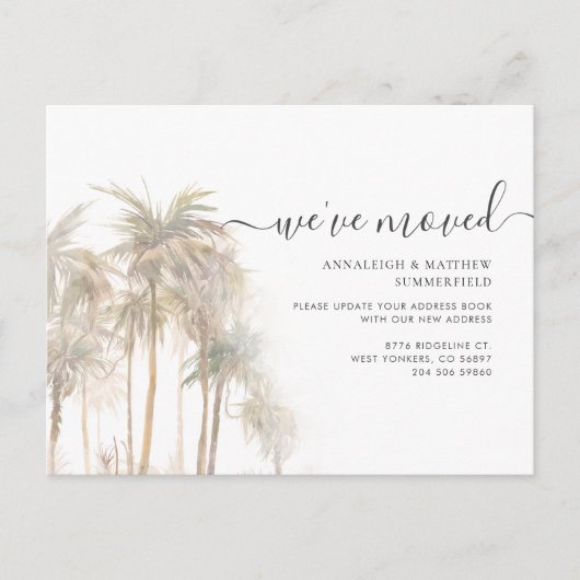 We hebben Palm Trees QR Code Housewarming Moving Aankondigingskaart (Voorkant)