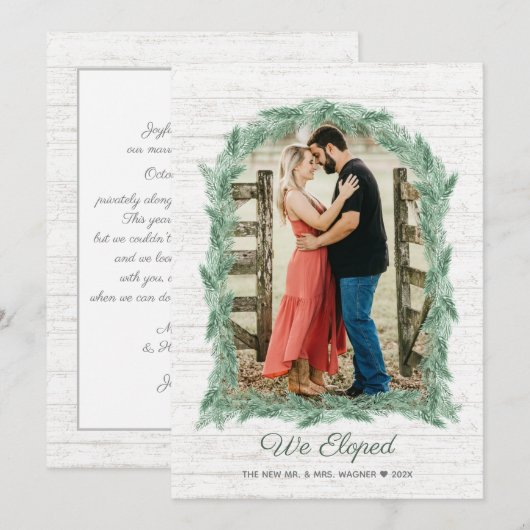 We hebben Pine Bough Arch Lijst met foto Feestdagenkaart (Voorkant / Achterkant)