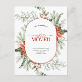 We hebben Poinsettia Berry Greenery verplaatst Aankondigingskaart (Voorkant)