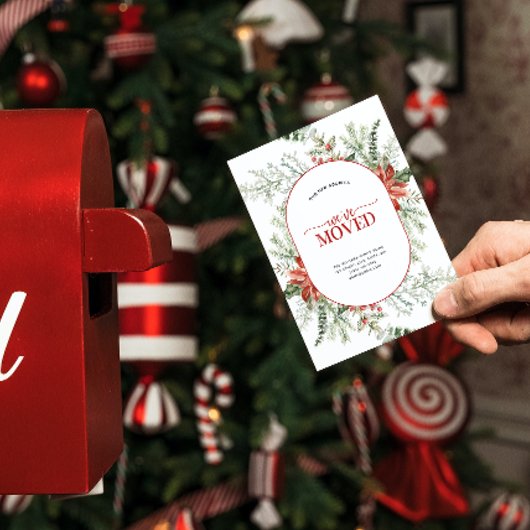 We hebben Poinsettia Berry Greenery verplaatst Aankondigingskaart