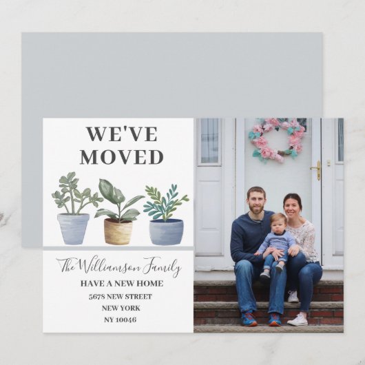 We hebben Potted Planten Dusty Blue Announcement v Aankondiging (Voorkant / Achterkant)