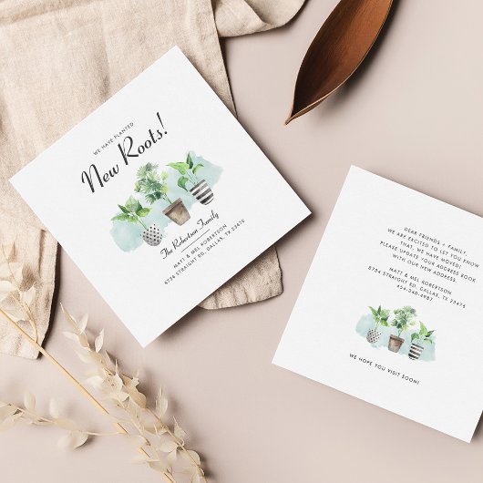 We hebben Potted Planten New Roots Moving Aankondiging