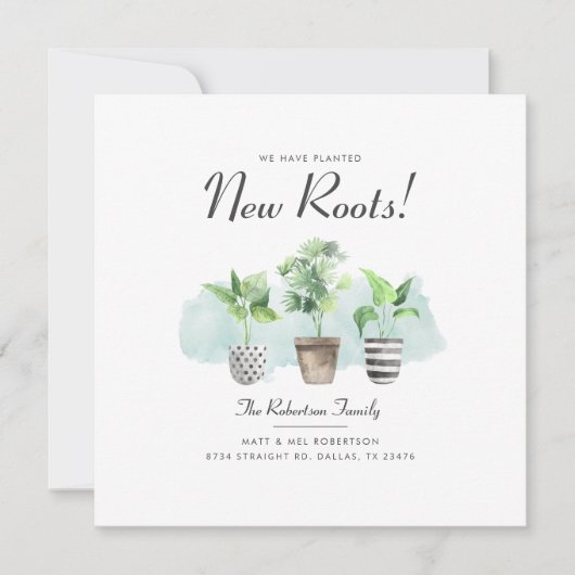 We hebben Potted Planten New Roots Moving Aankondiging (Voorkant)