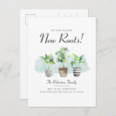 We hebben Potted Planten New Roots Moving Aankondigingskaart (Voorkant / Achterkant)