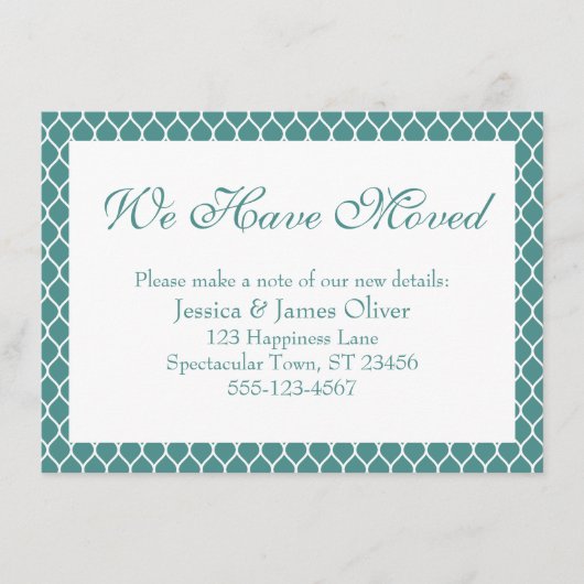 We hebben Preppy White Ogee over Light Blauwgroen  Informatiekaartje (Voorkant)