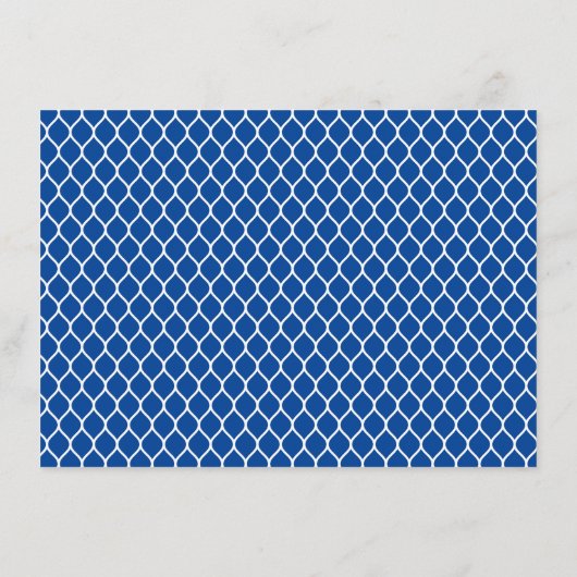 We hebben Preppy White Ogee Pattern op Blue verpla Informatiekaartje (Achterkant)