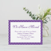 We hebben Preppy White Ogee Pattern op Paarse verp Informatiekaartje (Staand voorkant)