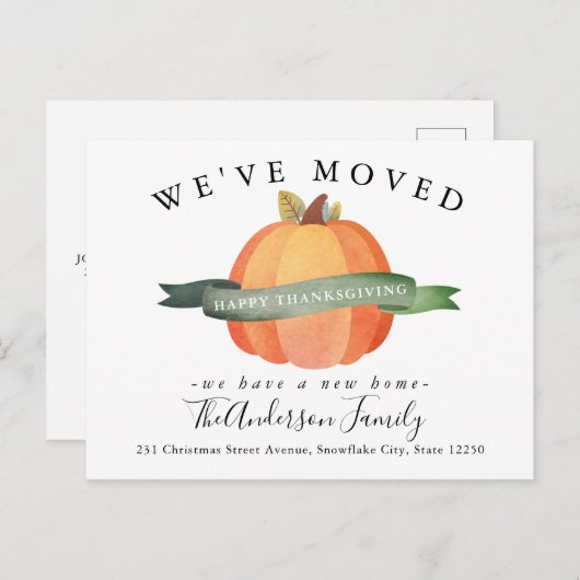 We hebben Pumpkin New Home Holiday Moving verplaat Aankondigingskaart (Voorkant / Achterkant)