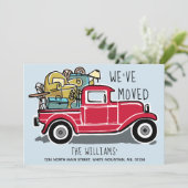 We hebben  Red Truck Change of Address verplaatst Aankondiging (Staand voorkant)