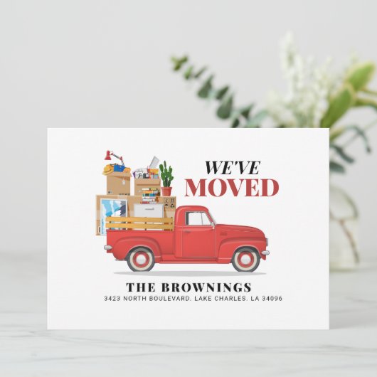 We hebben Red Truck Moving Aankondiging (Staand voorkant)