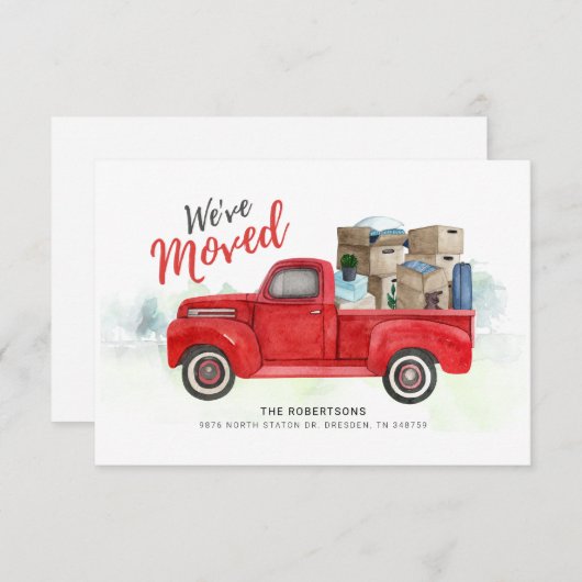 We hebben Red Truck Moving Address Premium verplaa Aankondiging (Voorkant / Achterkant)