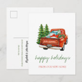 We hebben Red Truck Pine Trees verplaatst, Holiday Aankondigingskaart (Voorkant / Achterkant)