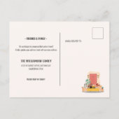 We hebben rode voordeur verplaatst schattig bewege aankondigingskaart (Achterkant)