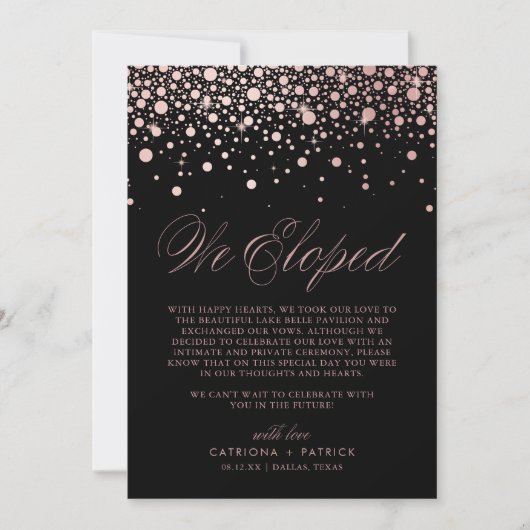 We hebben Roos Gold Foil Confetti Black Weddenscha Aankondiging (Voorkant)