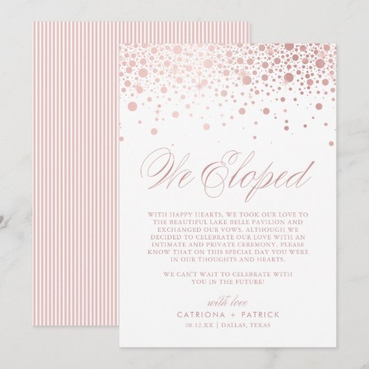 We hebben Roos Gold Foil Confetti White Wedding ge Aankondiging (Voorkant / Achterkant)