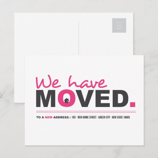 We hebben Roze Bewegende Aankondiging Briefkaart v (Voorkant / Achterkant)