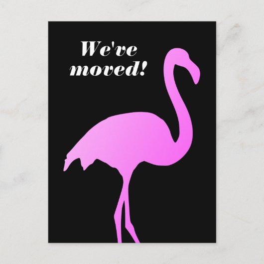 We hebben roze flamingo bewegende adresbriefkaarte aankondigingskaart (Voorkant)