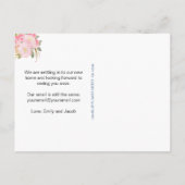 We hebben Roze Waterverf Bloemen nieuw adres verpl Aankondigingskaart (Achterkant)