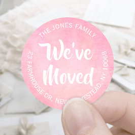 We hebben roze Waterverf retour adreslabels verpla Ronde Sticker