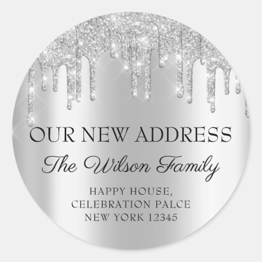 We hebben RSVP-adreswijziging verplaatst naar Zilv Ronde Sticker (Voorkant)