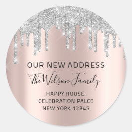 We hebben RSVP-wijziging van nieuw adres grijs Roo Ronde Sticker